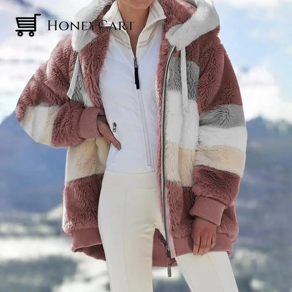 Contrasting Plush Padded Coat