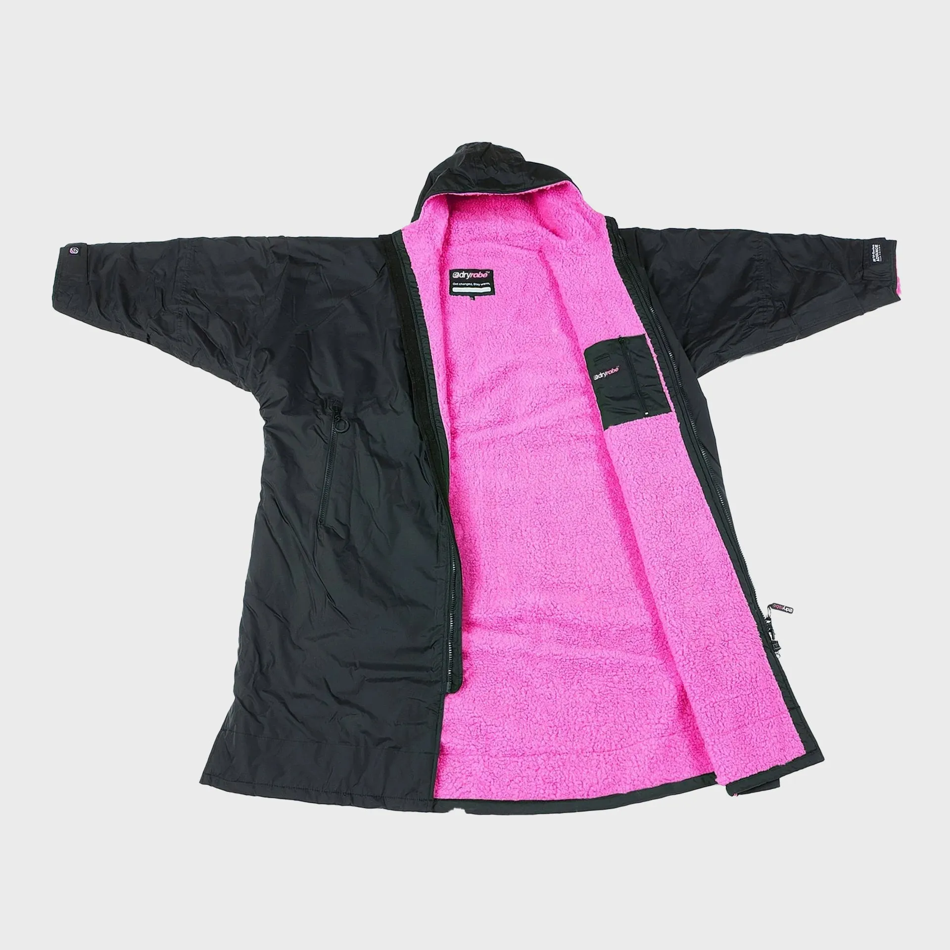 Dryrobe Advance Adults Long Sleeve Dryrobe - Black/Pink