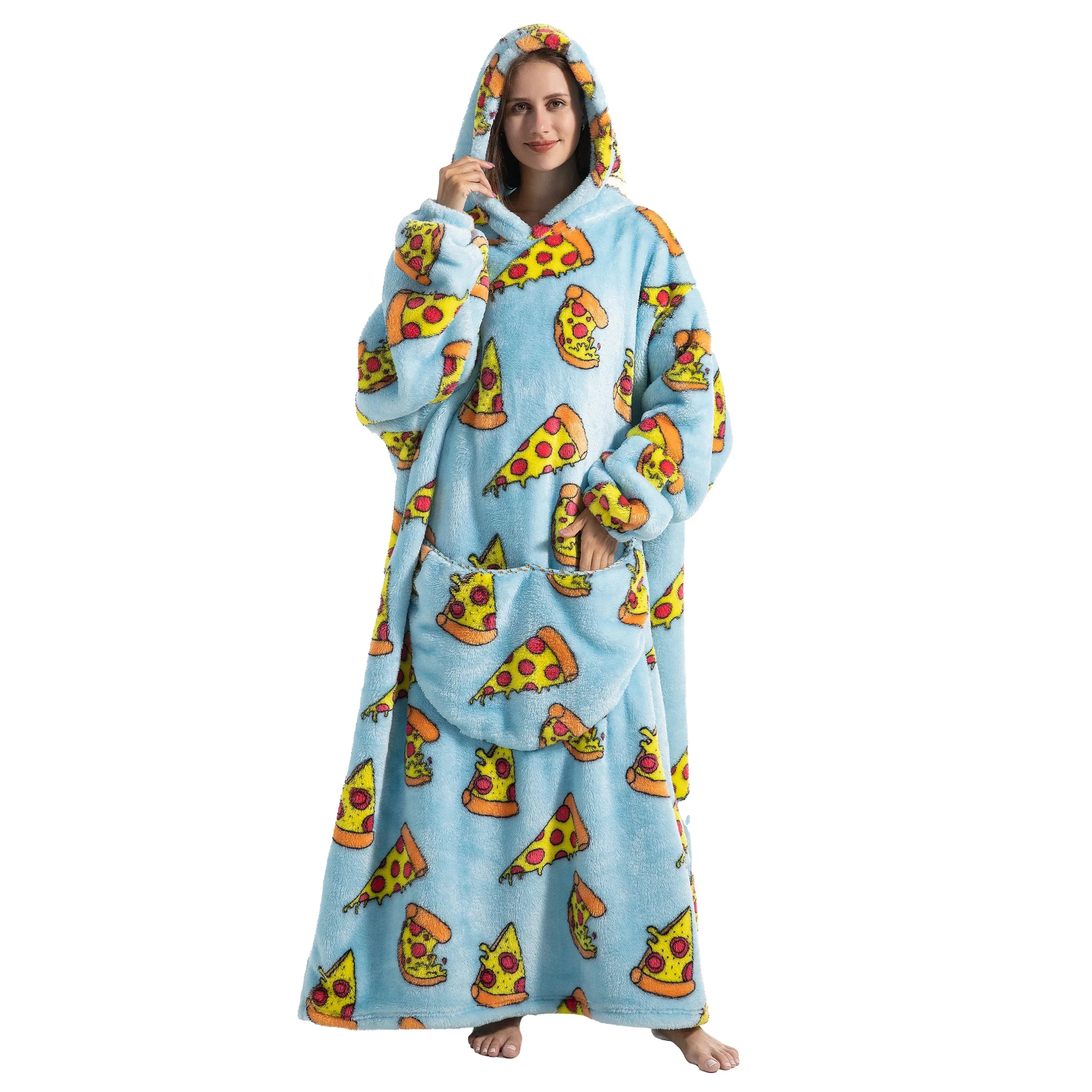 Lady Glams - New Oversized TV Wearable Blanket: Extra Long Warm Plush Fleece Winter Sherp Hoodie