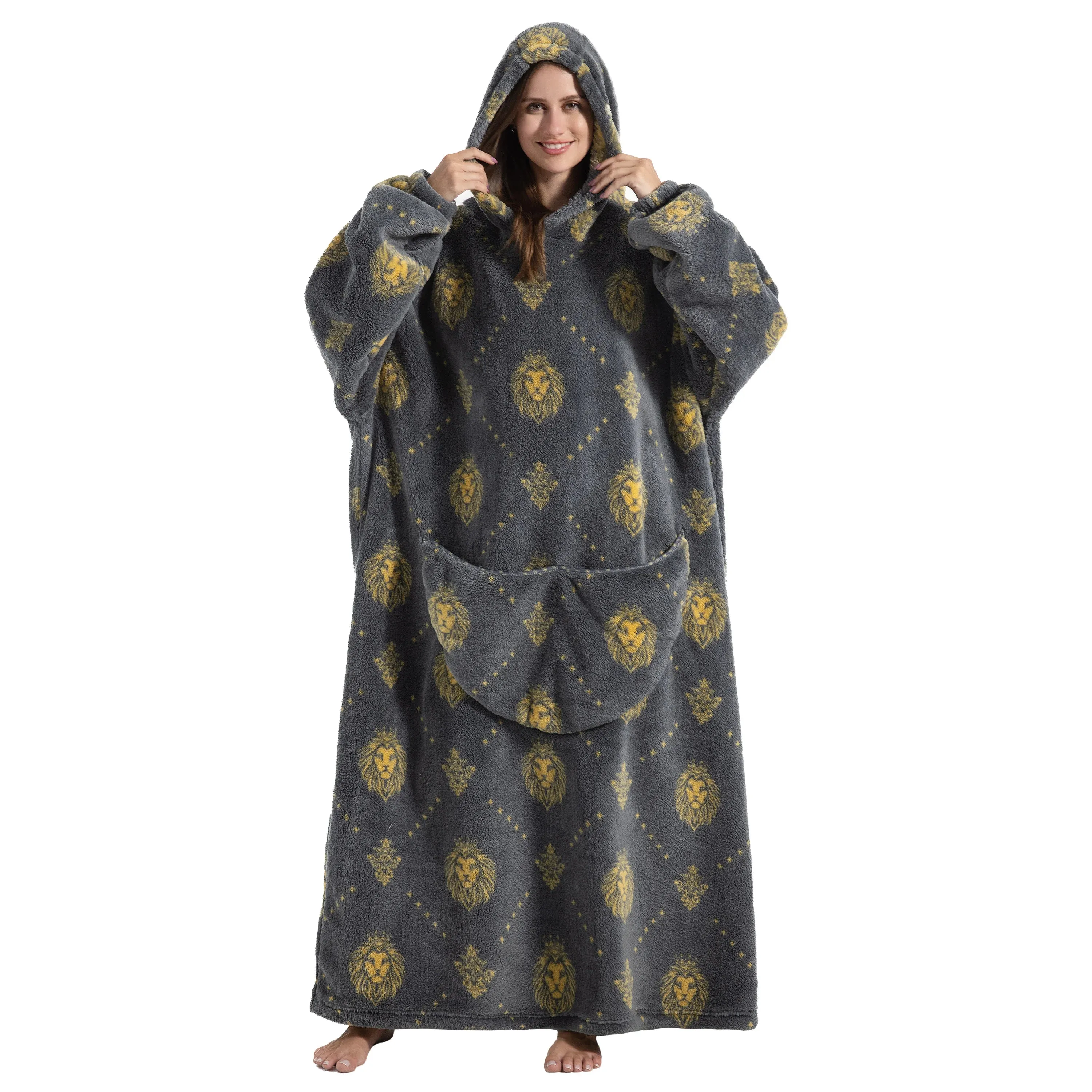 Lady Glams - New Oversized TV Wearable Blanket: Extra Long Warm Plush Fleece Winter Sherp Hoodie
