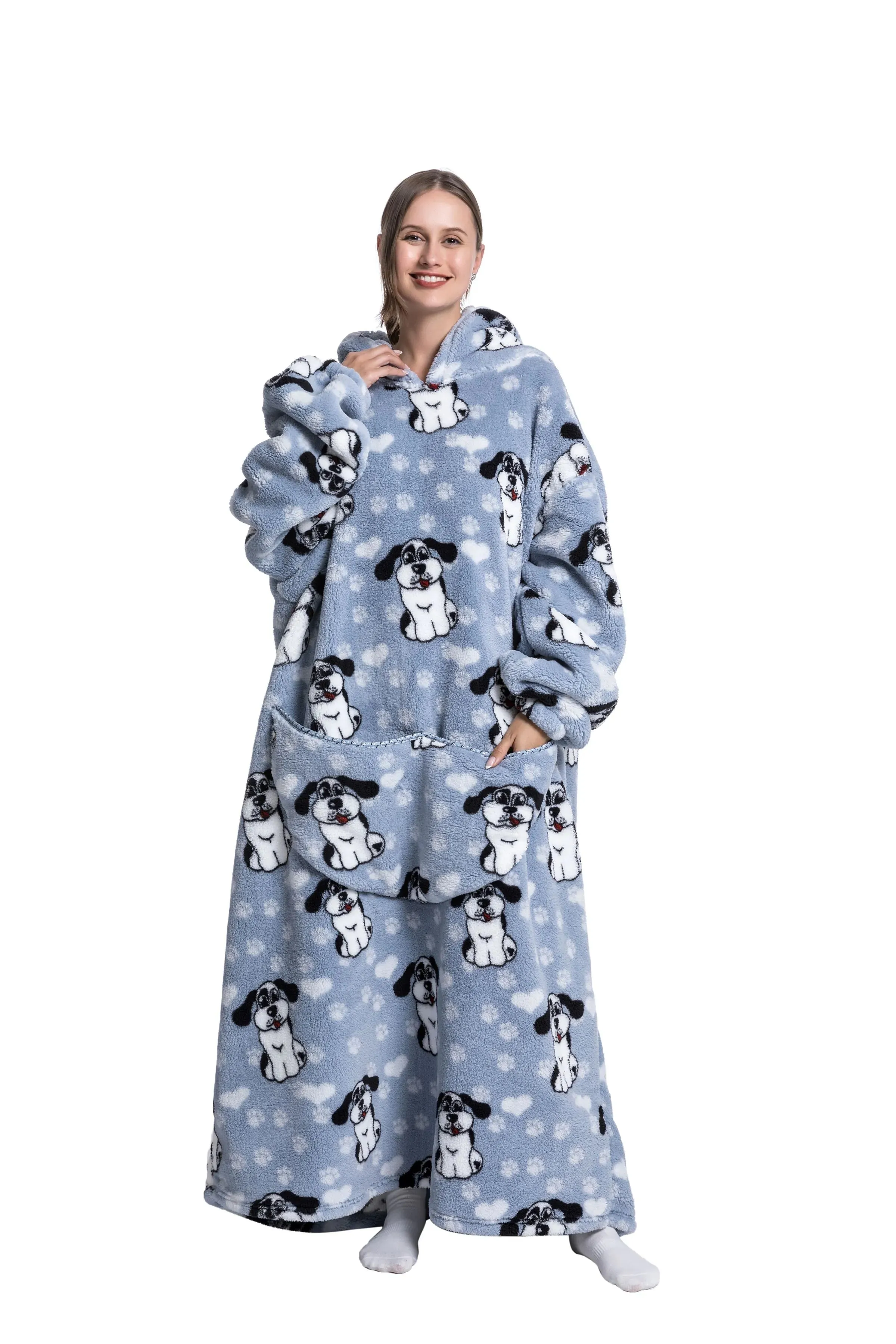 Lady Glams - New Oversized TV Wearable Blanket: Extra Long Warm Plush Fleece Winter Sherp Hoodie