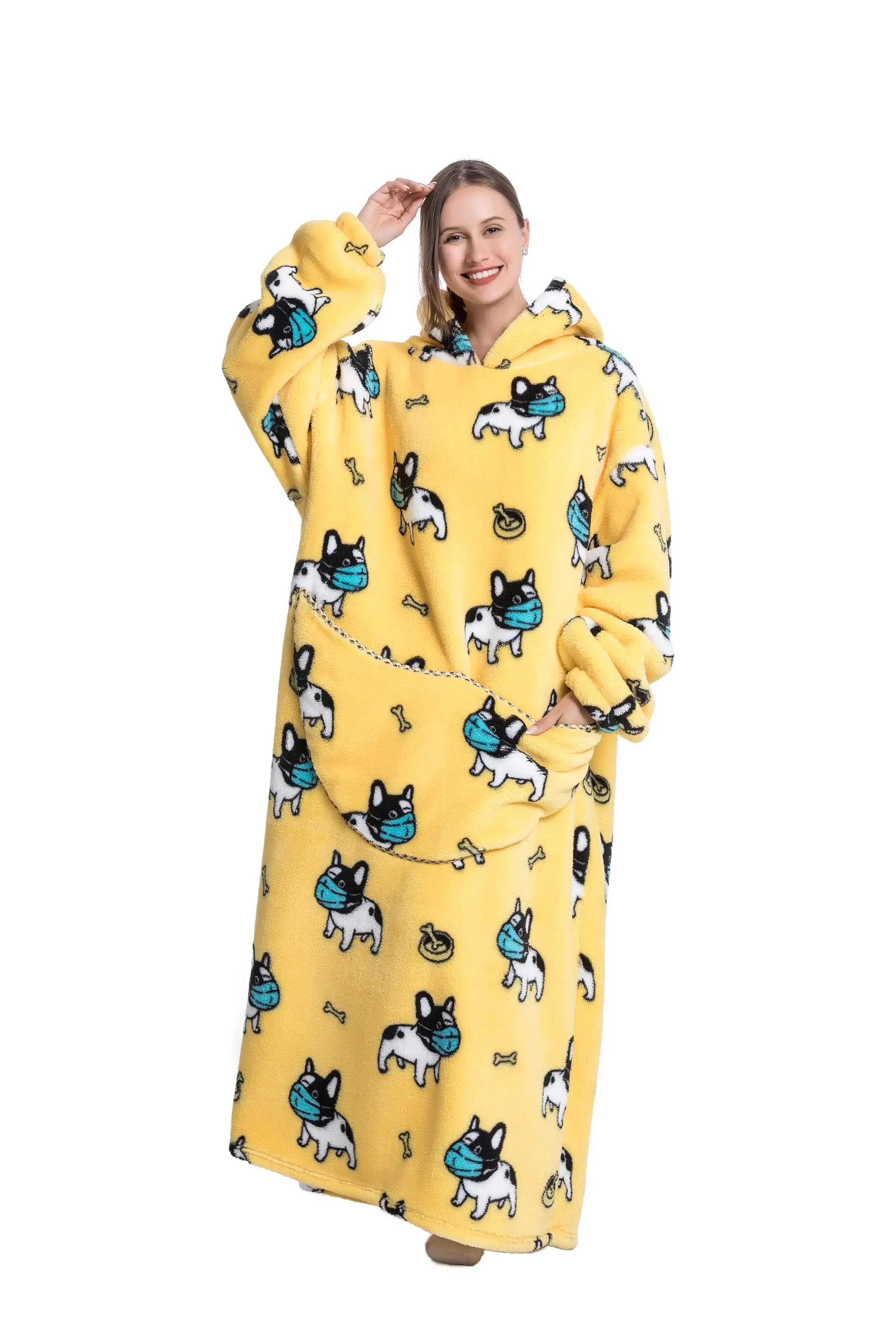 Lady Glams - New Oversized TV Wearable Blanket: Extra Long Warm Plush Fleece Winter Sherp Hoodie
