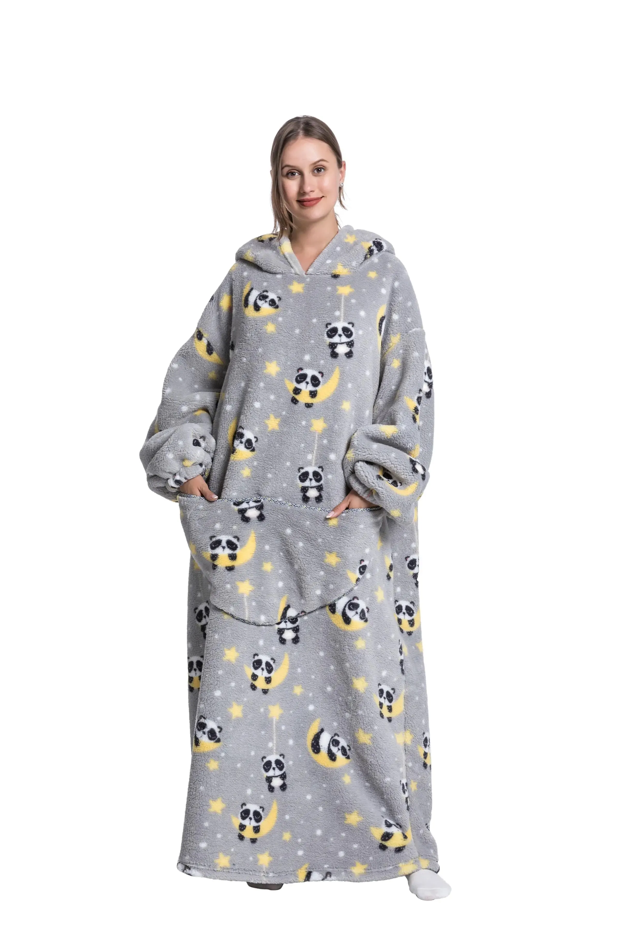 Lady Glams - New Oversized TV Wearable Blanket: Extra Long Warm Plush Fleece Winter Sherp Hoodie