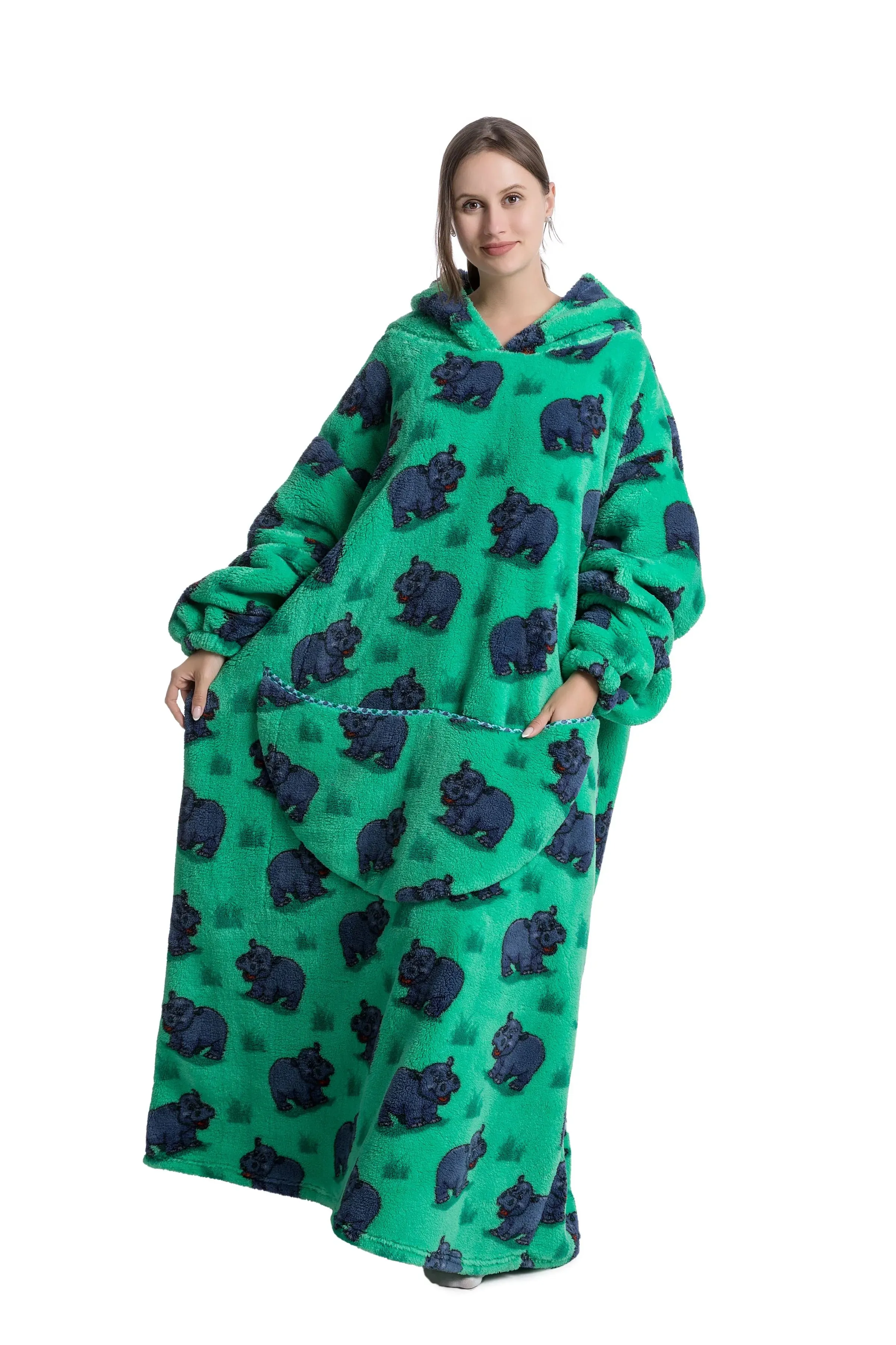 Lady Glams - New Oversized TV Wearable Blanket: Extra Long Warm Plush Fleece Winter Sherp Hoodie