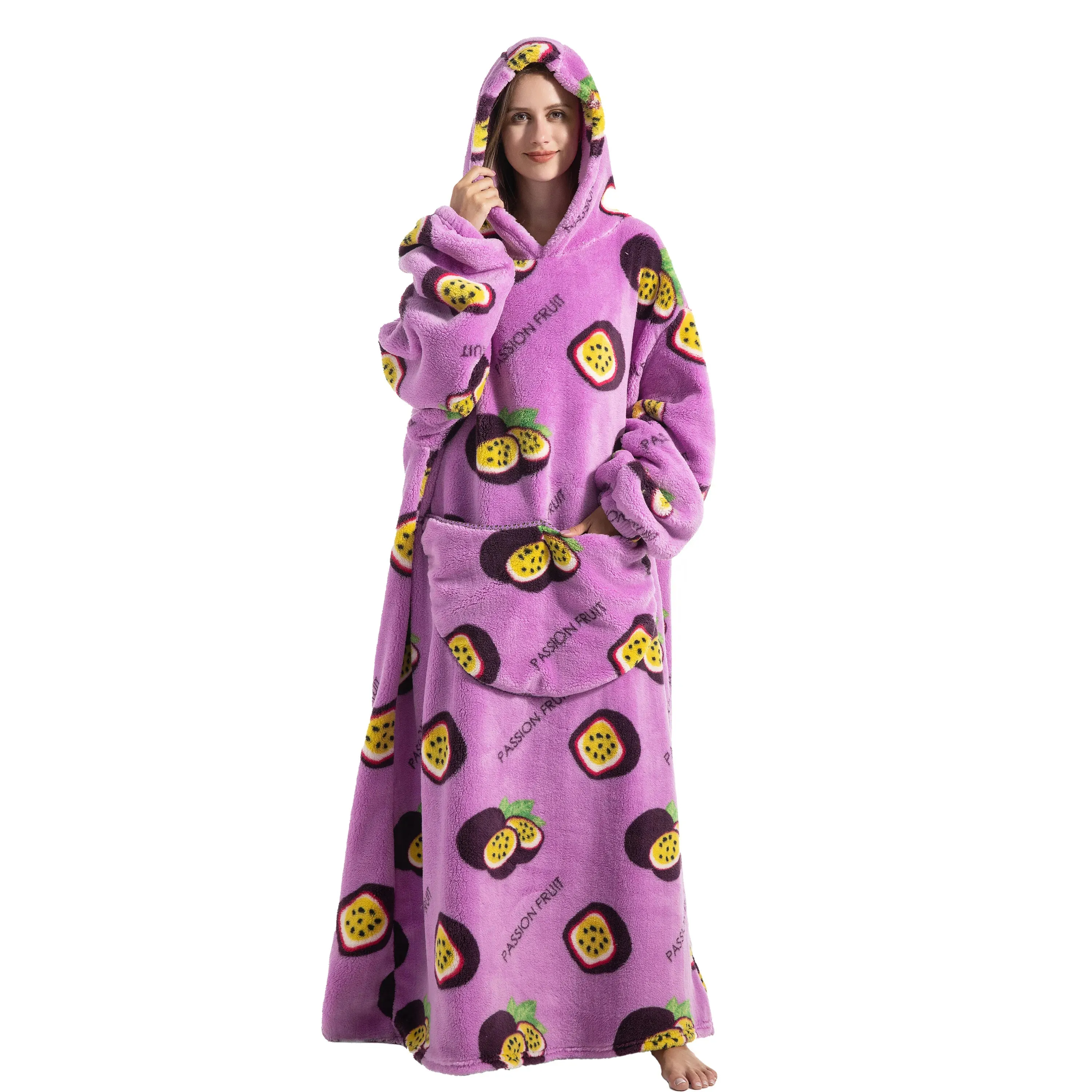Lady Glams - New Oversized TV Wearable Blanket: Extra Long Warm Plush Fleece Winter Sherp Hoodie