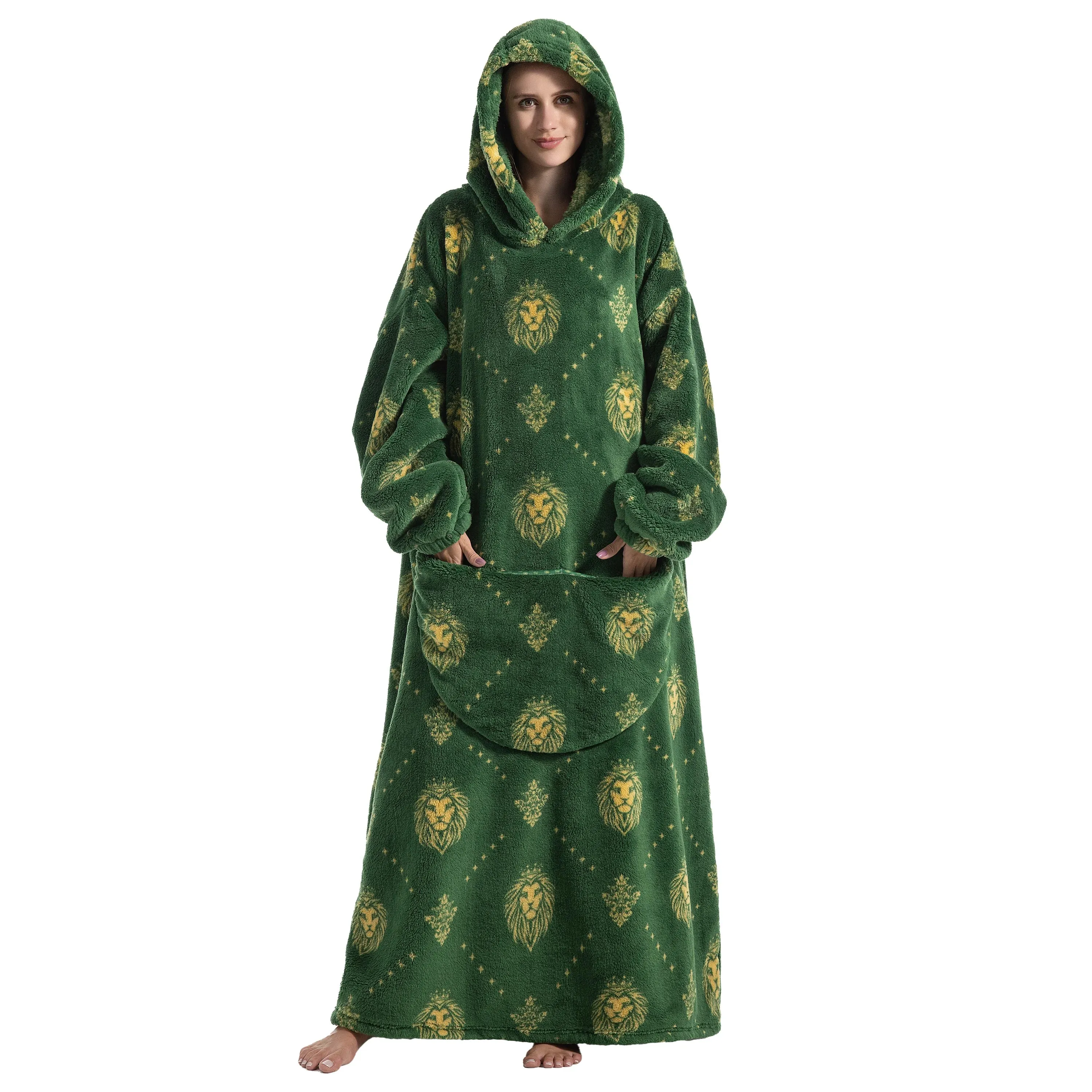 Lady Glams - New Oversized TV Wearable Blanket: Extra Long Warm Plush Fleece Winter Sherp Hoodie