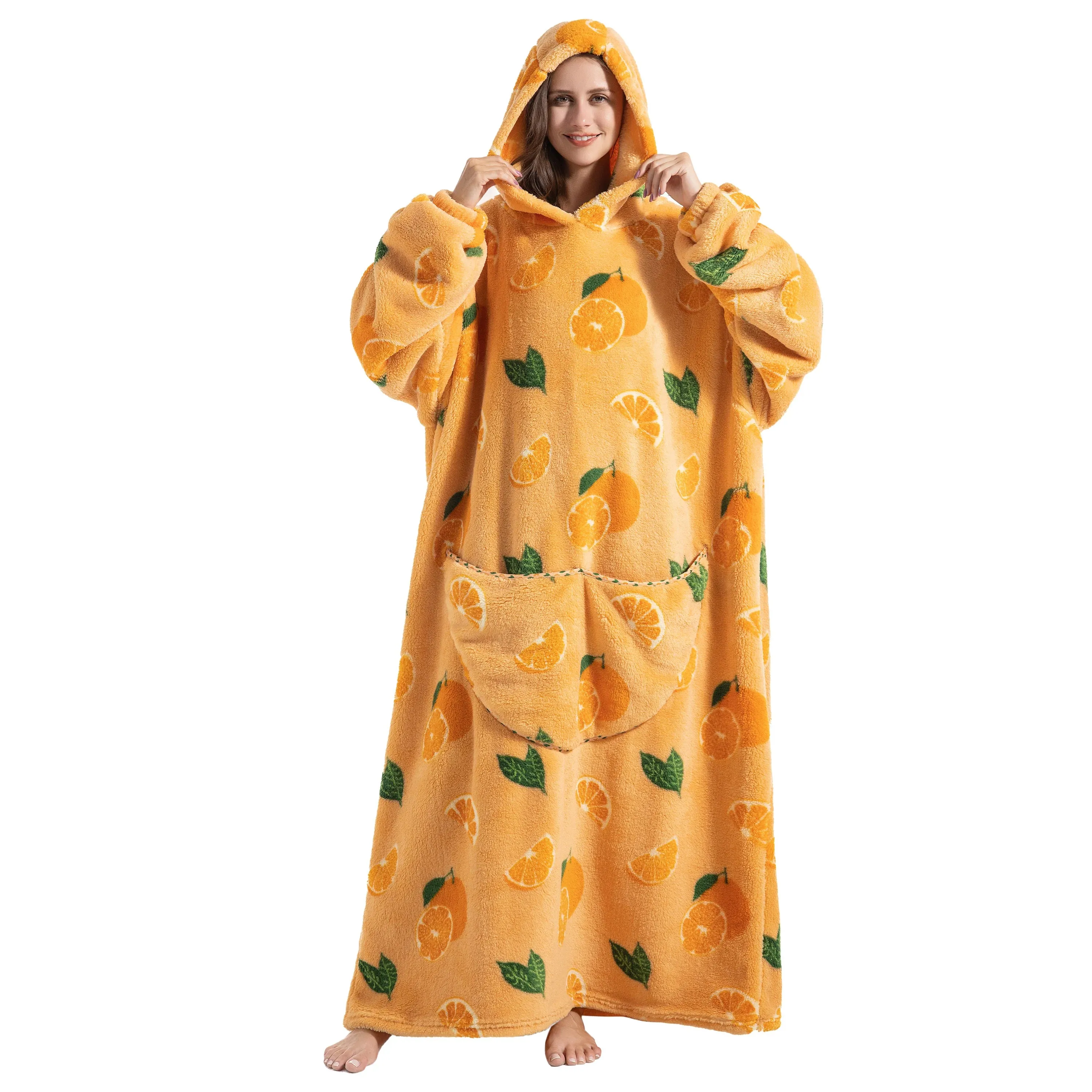 Lady Glams - New Oversized TV Wearable Blanket: Extra Long Warm Plush Fleece Winter Sherp Hoodie
