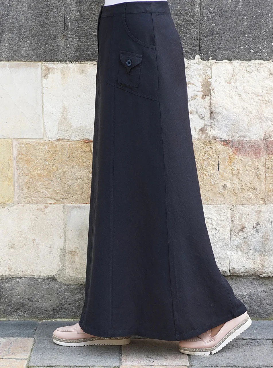 Patch Pocket Linen Skirt