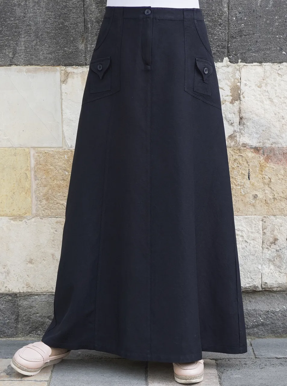 Patch Pocket Linen Skirt