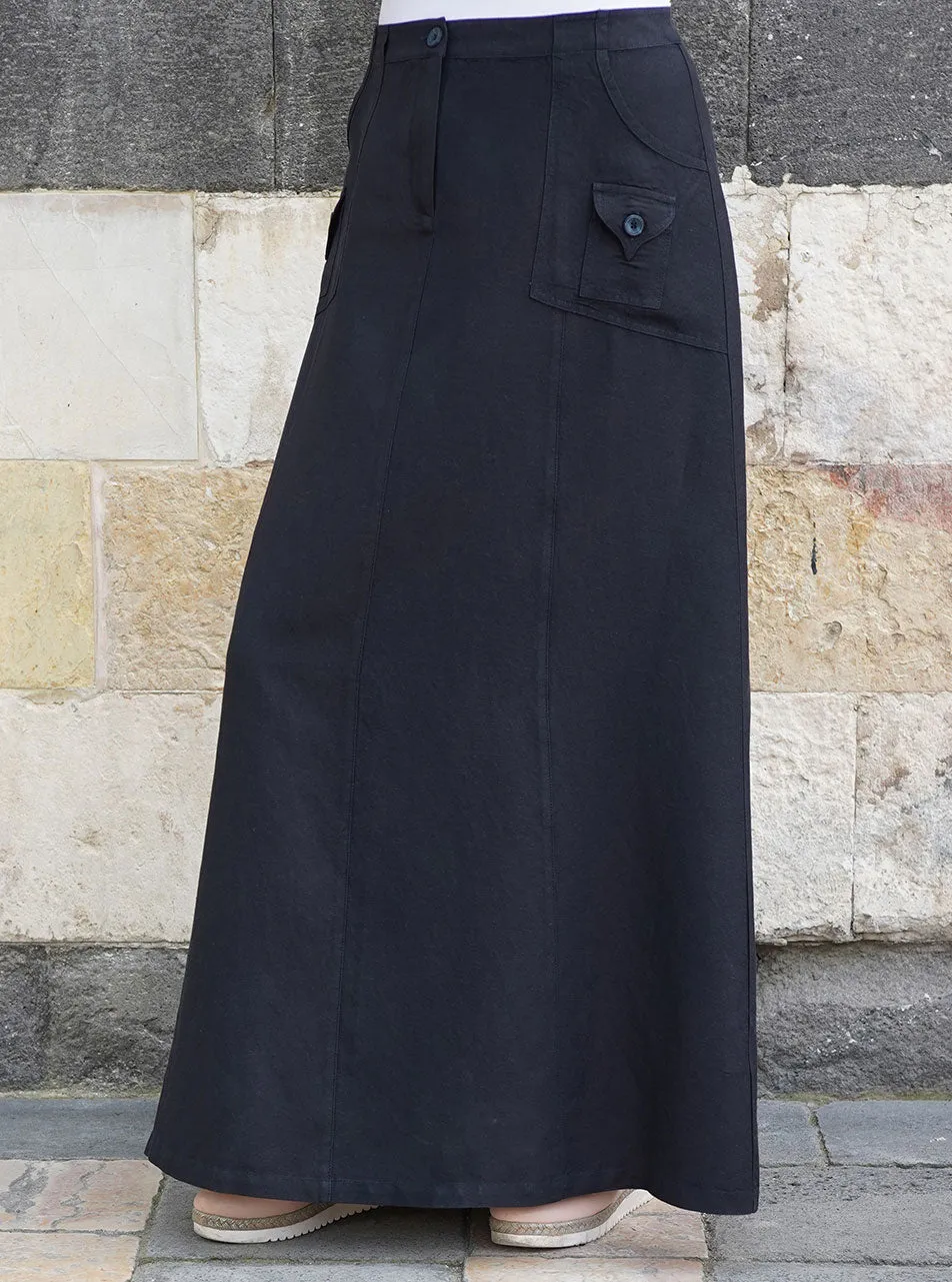 Patch Pocket Linen Skirt