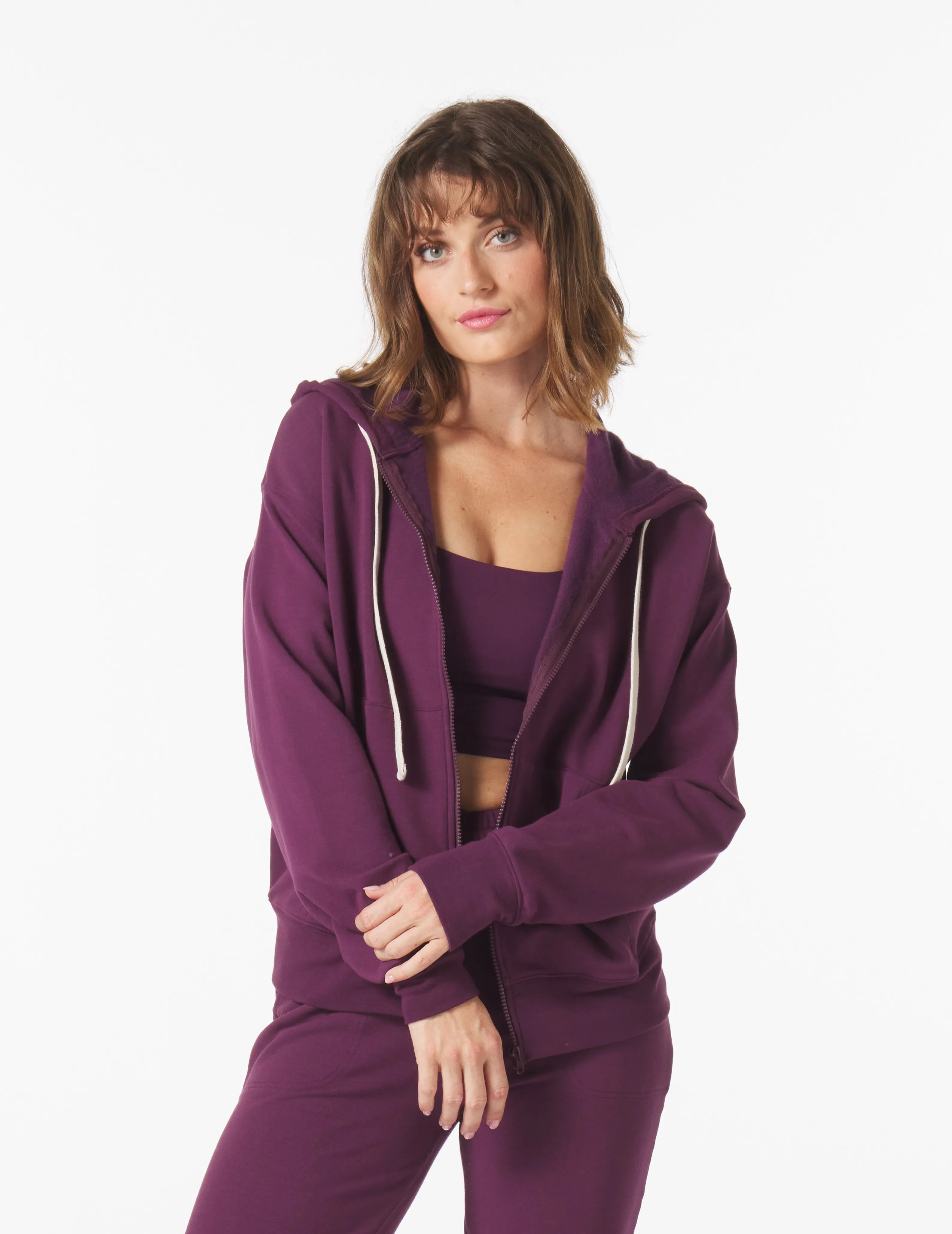 Vintage Oversized Zip Up: Mulberry