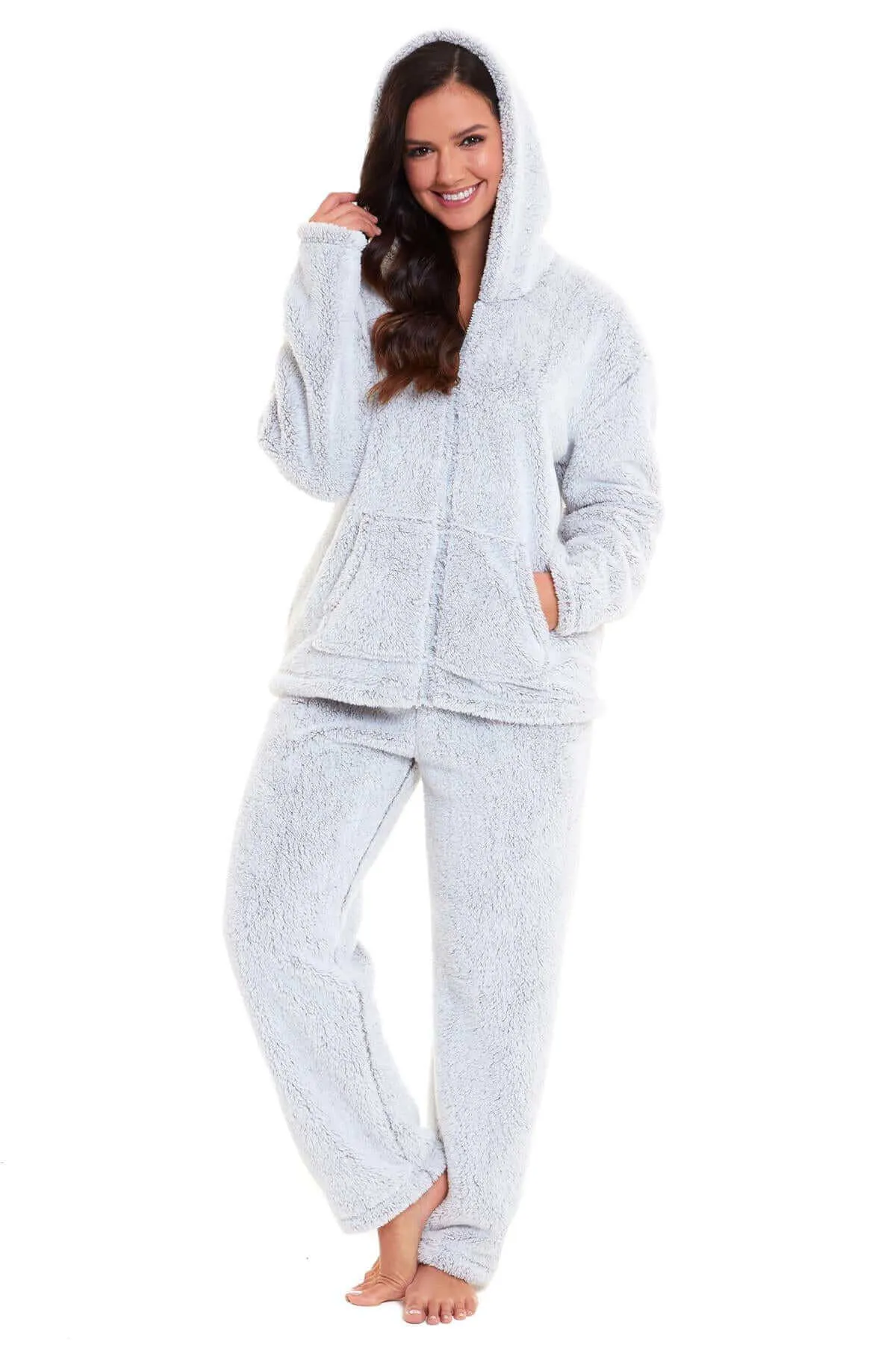 Women's Ultra-Soft Plush Fleece Hooded Pajama Set Cozy Winter Nightwear Warm Loungewear for Home Relaxation by Daisy Dreamer