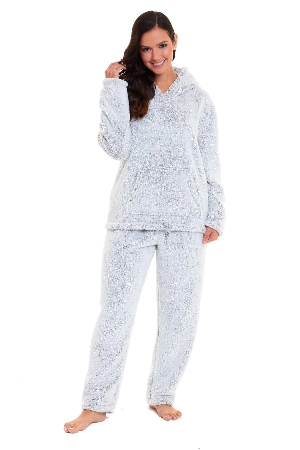 Women's Ultra-Soft Plush Fleece Hooded Pajama Set Cozy Winter Nightwear Warm Loungewear for Home Relaxation by Daisy Dreamer