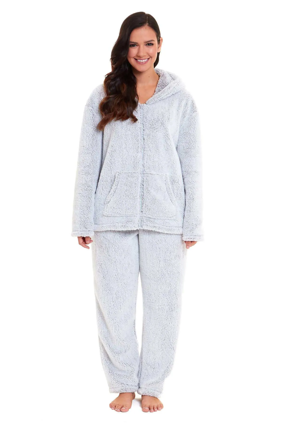 Women's Ultra-Soft Plush Fleece Hooded Pajama Set Cozy Winter Nightwear Warm Loungewear for Home Relaxation by Daisy Dreamer