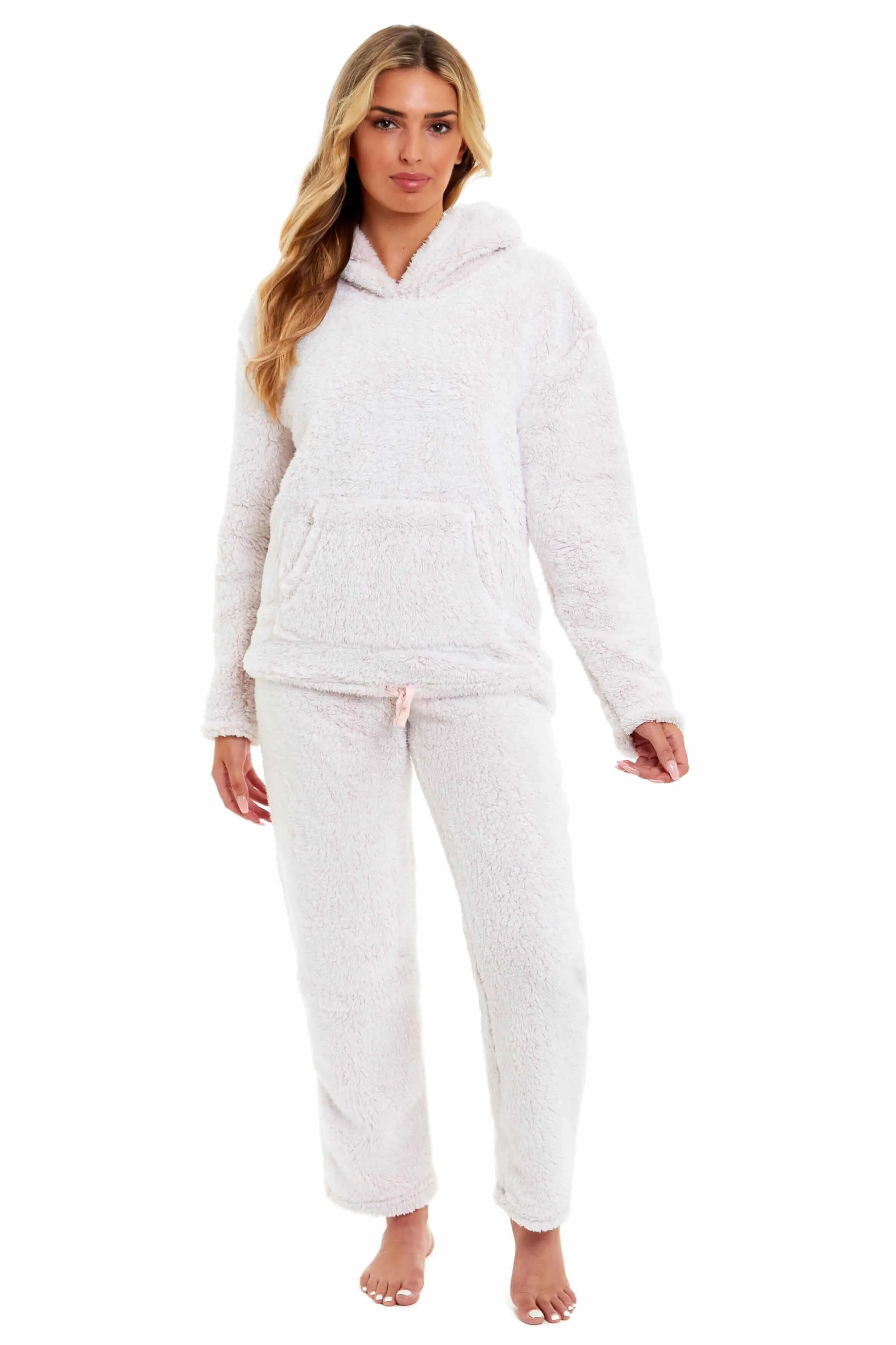 Women's Ultra-Soft Plush Fleece Hooded Pajama Set Cozy Winter Nightwear Warm Loungewear for Home Relaxation by Daisy Dreamer