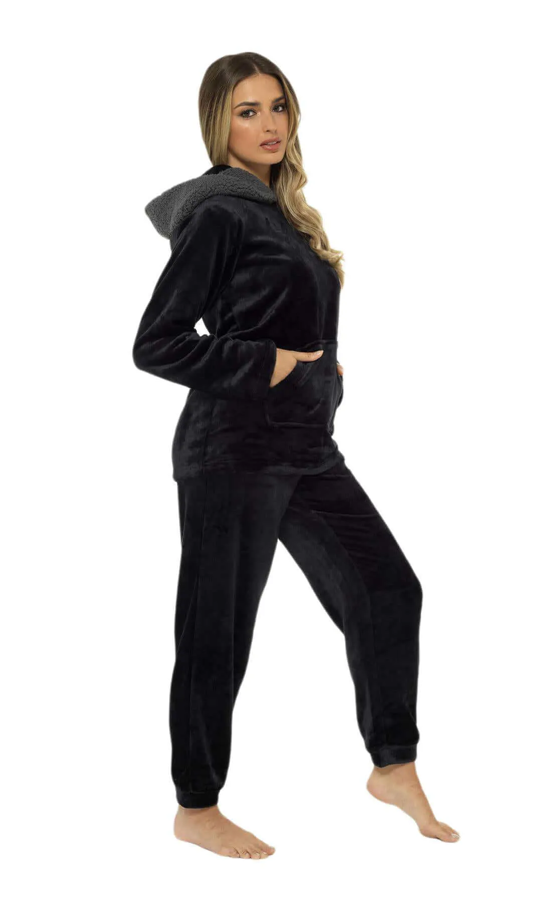 Women's Ultra-Soft Plush Fleece Hooded Pajama Set Cozy Winter Nightwear Warm Loungewear for Home Relaxation by Daisy Dreamer