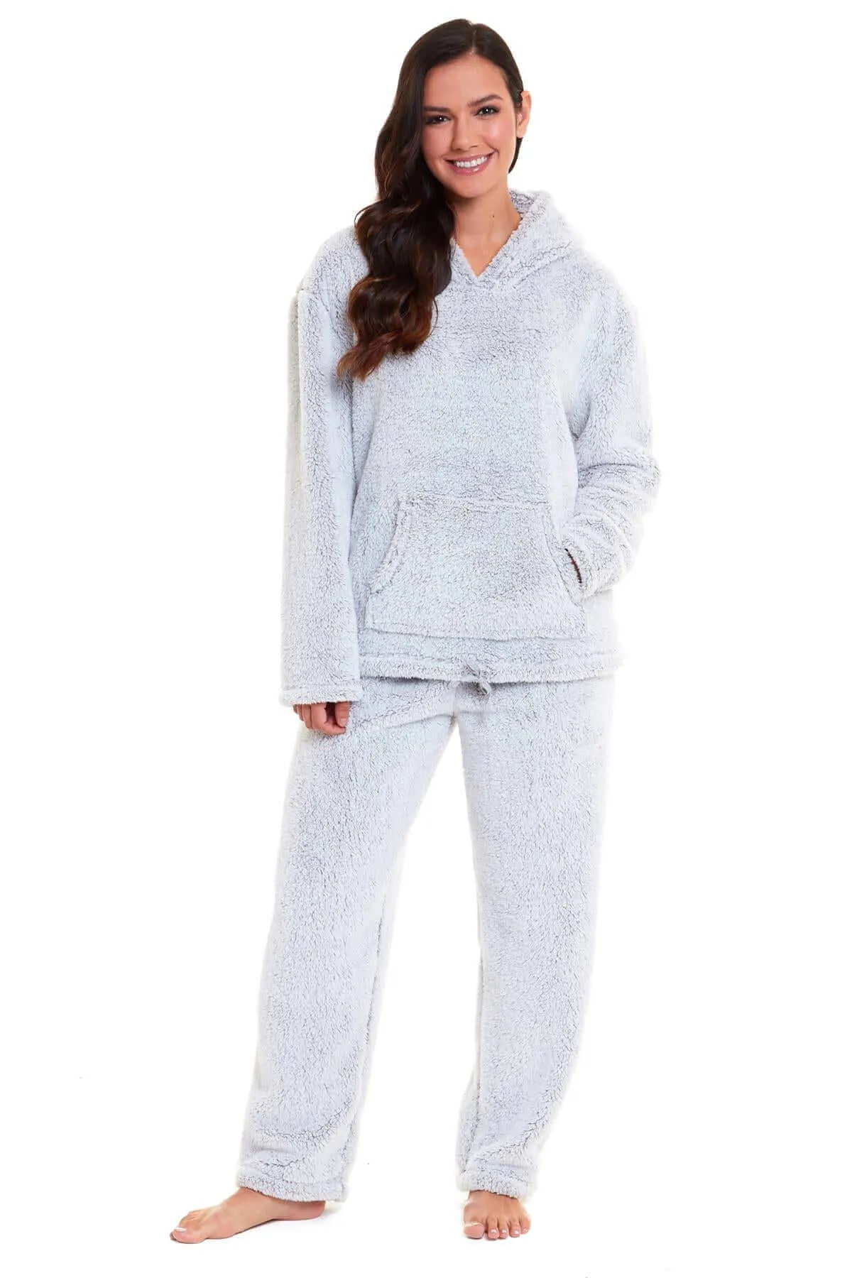 Women's Ultra-Soft Plush Fleece Hooded Pajama Set Cozy Winter Nightwear Warm Loungewear for Home Relaxation by Daisy Dreamer